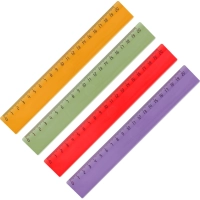 Линейка 20см пластик цвет прозр ассорти (крас,син,зел,оран)