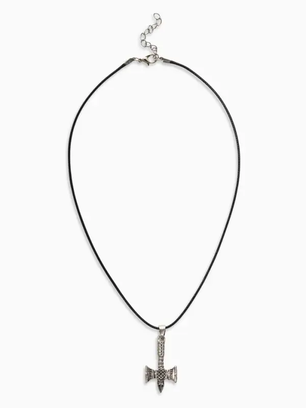 Кулон мужской &laquo;Молот Сварога&raquo;, цвет чернёное серебро на чёрном шнурке, 45 см