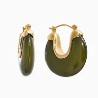 Серьги большие &laquo;Стиль. Подкова&raquo;, акрил, зелёные в золоте