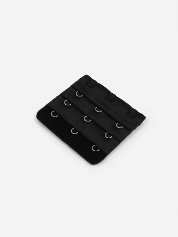 Застёжка-удлинитель для бюстгальтера, 3 ряда 3 крючка, 5×5.5 см, чёрная Застёжка-удлинитель для бюстгальтера, 3 ряда 3 крючка, 5×5.5 см, чёрная