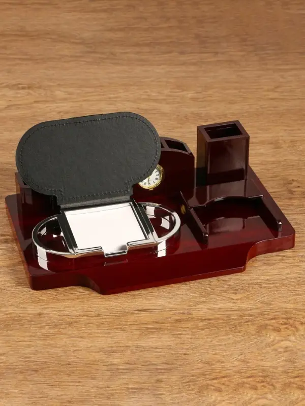 Набор настольный 4 в 1 с визитницей, красное дерево