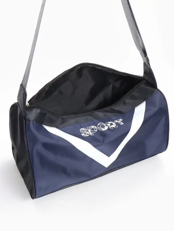 Сумка спортивная на молнии, боковой карман/сетка, регулируемый ремень, маленький размер, тёмно-синяя