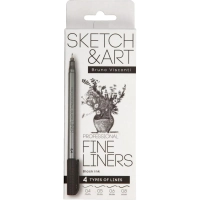 Набор линеров утолщенных Sketch&Art черного цвета, 4 шт. 36-0032