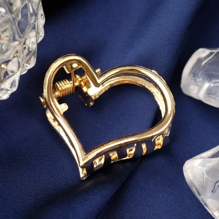 Крабик для волос «Маргарита», сердце, 2.5 см, золото