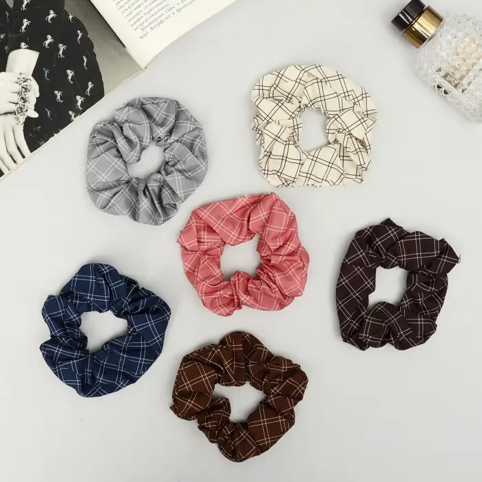 Резинка для волос "Орбита" клетка двойная, 10 см, микс