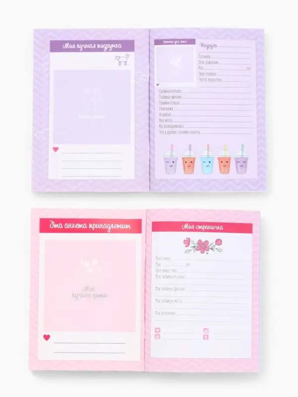 Анкета для девочек А6, 16 листов  Анкета для девочек А6, 16 листов "Анкета для секретиков"