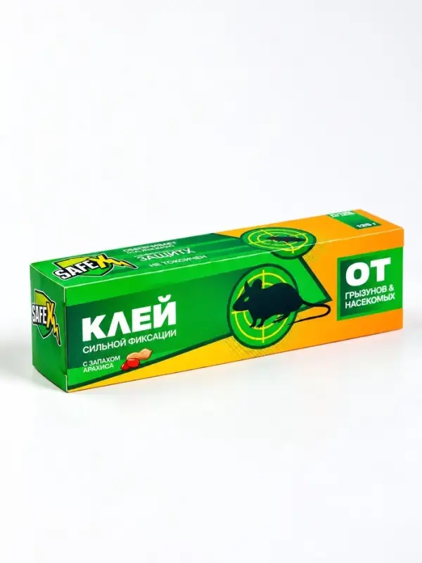 Клей от грызунов и насекомых, с запахом арахиса, SAFEX, 135 г, набор из 2 штук