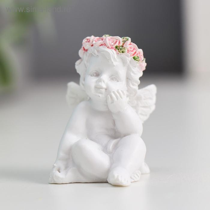 Сувенир полистоун Сувенир полистоун "Ангелочек в розовом веночке" МИКС 5х3,5х3 см