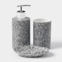 Аксессуары для ванной Доляна &laquo;Гранит&raquo;, 3 предмета, дозатор 350 мл, мыльница, стакан, серые