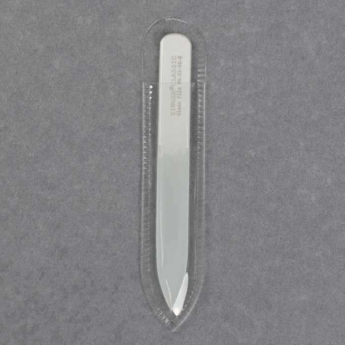 Пилка стеклянная для ногтей ZINGER, 9 см, в чехле, на блистере, цвет серебристый, FG-02-09