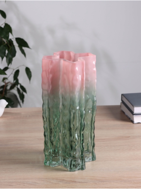 Ваза стекло настольная  Ваза стекло настольная "Кимберли" 25х12 см, розово-прозрачный