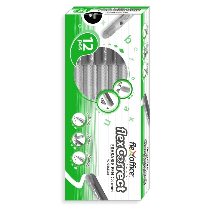 Ручка гелевая со стираемыми чернилами Flexoffice, пишущий узел 0.5 мм, чернила чёрные Ручка гелевая со стираемыми чернилами Flexoffice, пишущий узел 0.5 мм, чернила чёрные