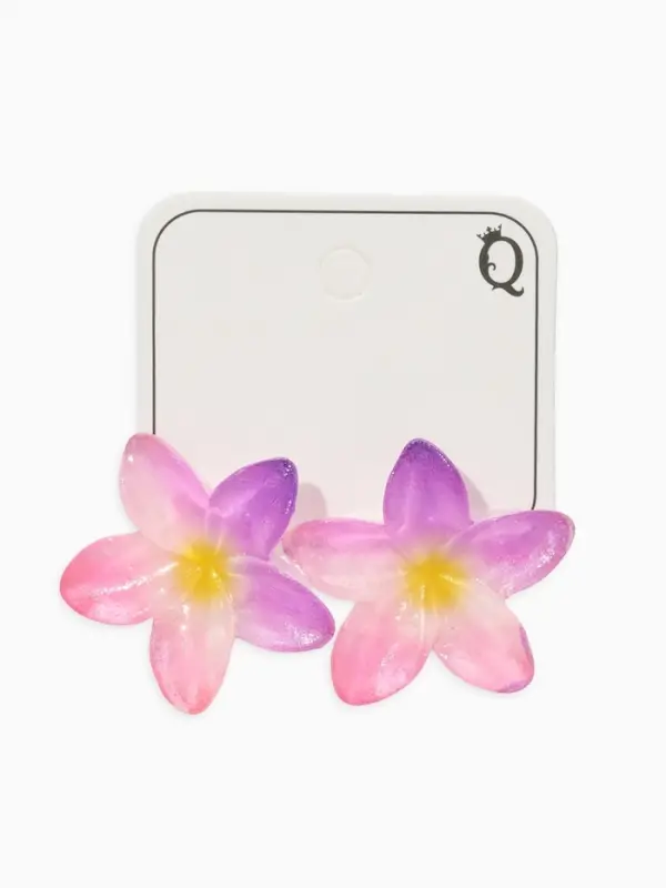 Серьги пластик &laquo;Цветок Лилии&raquo;, прозрачные, блёстка, розовый, фиолетовый