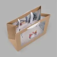 Пакет подарочный крафтовый с пластиковым окном &laquo;С Новым годом&raquo;, 24&times;20&times;11 см