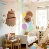 Воздушные шары "Розовый тортик" фольга, латекс, набор 12 штук