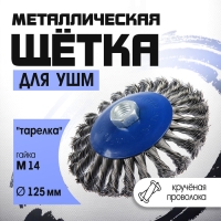 Щетка металлическая для УШМ ТУНДРА, крученая проволока, "тарелка", М14, 125 мм