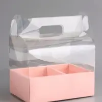 Коробка с PVC для цветов и десертов 26&times;18&times;30 см, розовый