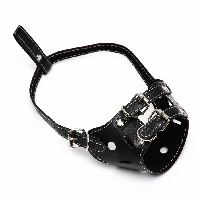 Намордник из прессованной кожи регулируемый, №2, ДН 5 см, ОМ 15-22 см, чёрный Намордник из прессованной кожи регулируемый, №2, ДН 5 см, ОМ 15-22 см, чёрный