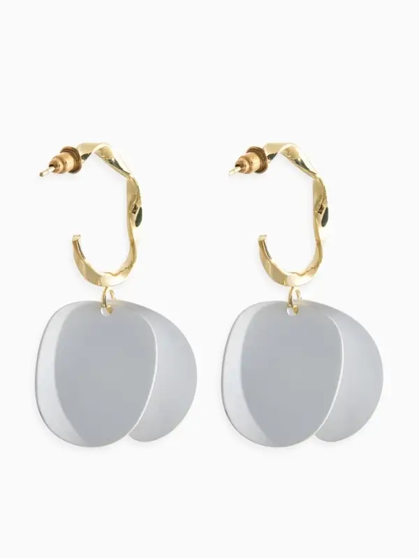 Серьги &laquo;Лепесточки на кольце&raquo;, белые в золоте