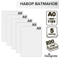 Набор 5 листов ватман, чертежный, А0, 840&times;1189, 200 г/м&sup2;