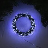 Гирлянда &laquo;Нить&raquo; 50 м, роса, IP44, зелёная нить, 500 LED, свечение белое, 8 режимов, 31 В