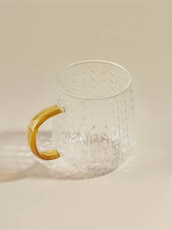 Кружка SL Home Wheat, 350 мл, 12&times;9&times;7.8 см, жёлтая ручка, стекло, прозрачная