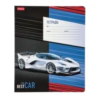 Тетрадь 12 листов в клетку Best Cars, скругленные углы, 5 дизайнов в блоке