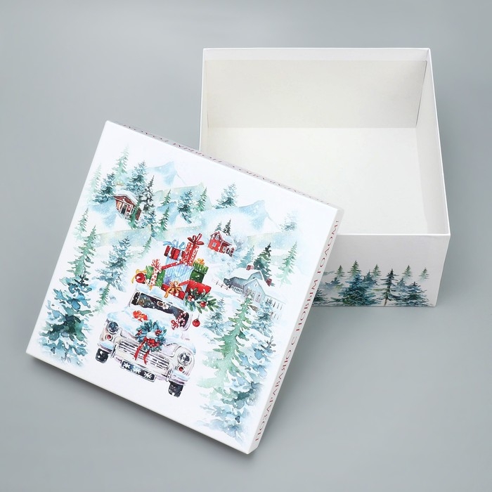 Коробка подарочная «С Новым годом!», 26.2 х 26.2 х 14 см, Новый год Коробка подарочная «С Новым годом!», 26.2 х 26.2 х 14 см, Новый год