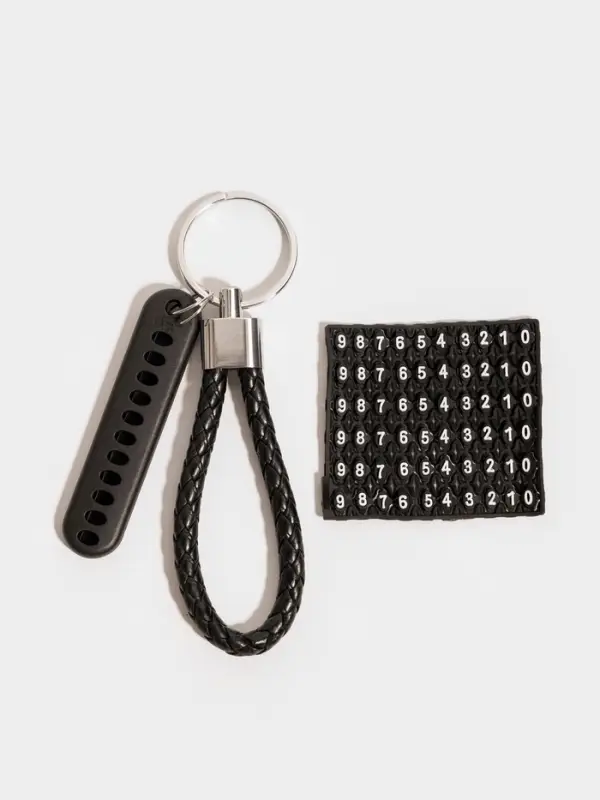 Брелок для ключей автомобильных &laquo;Ремешок с номерным знаком&raquo;, металл, кожзам, чёрный, 12.5&times;4 см