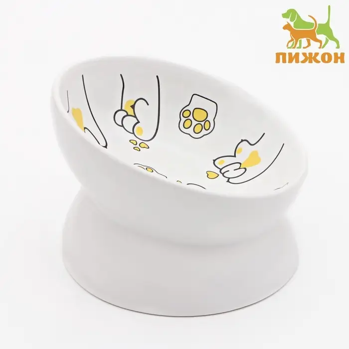 Миска &laquo;Лапа Кота&raquo;, 150 мл, 13&times;9 cм, керамика, белая