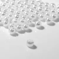 Бусины №6 &laquo;Жемчуг&raquo; (набор 100 шт.), отверстие сквозное, белые
