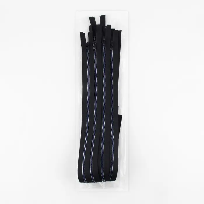 Молния «Трактор», №5, разъёмная, замок автомат, 60 см, чёрная, белая, синяя