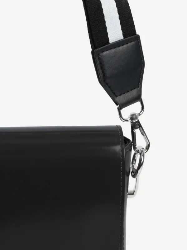 Ручка для сумки, стропа с кожаной вставкой, 140&times;3.8 см, чёрная, белая