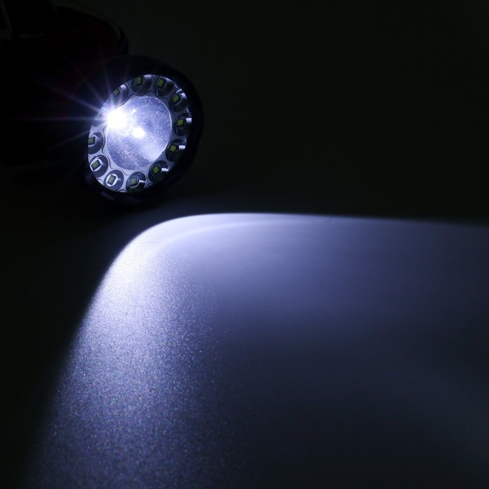 Фонарь налобный, 3 Вт, 1+12 led, 2 режима, 7.2 х 9 х 8 см, 3 АА Фонарь налобный, 3 Вт, 1+12 led, 2 режима, 7.2 х 9 х 8 см, 3 АА