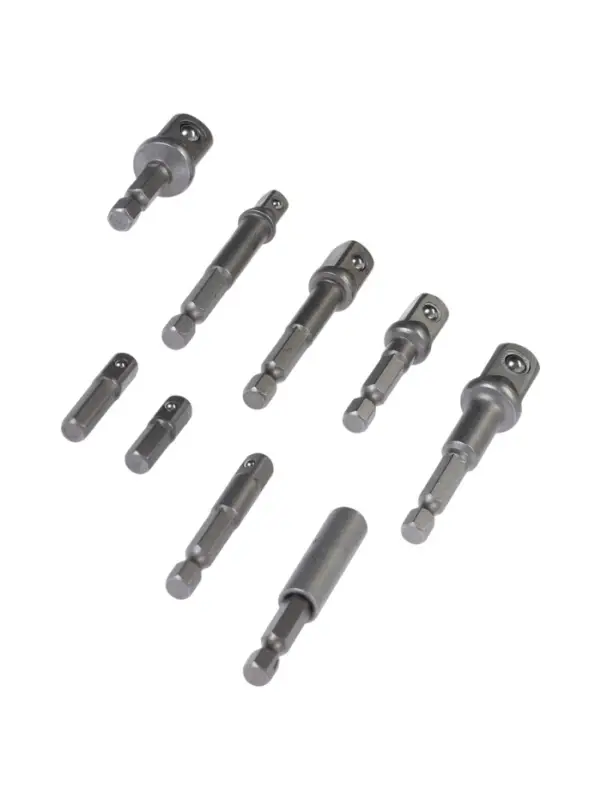 Набор адаптеров для бит и торцевых головок ТУНДРА, 1/4" 3/8" 1/2", 25 - 70 мм, 9 шт.