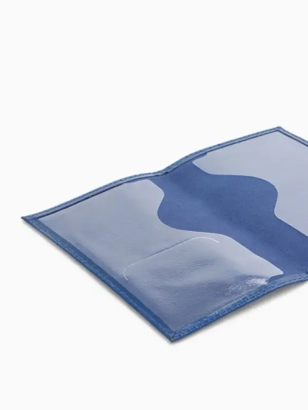 Обложка для паспорта, с тиснением фольгой, с гербом, гладкая, синяя