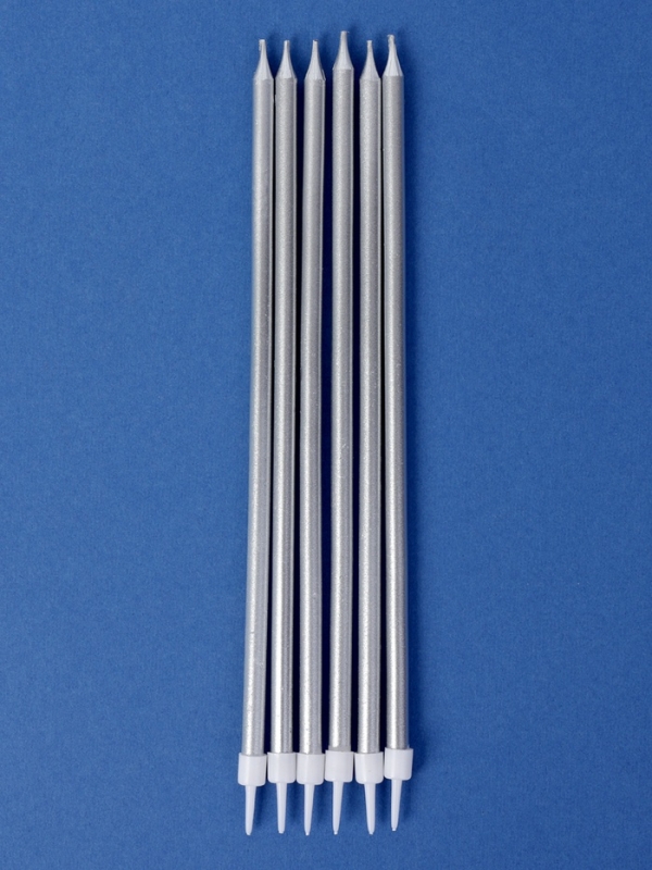 Свечи в торт Свечи в торт "Высокий Ройс", 6 шт, серебро