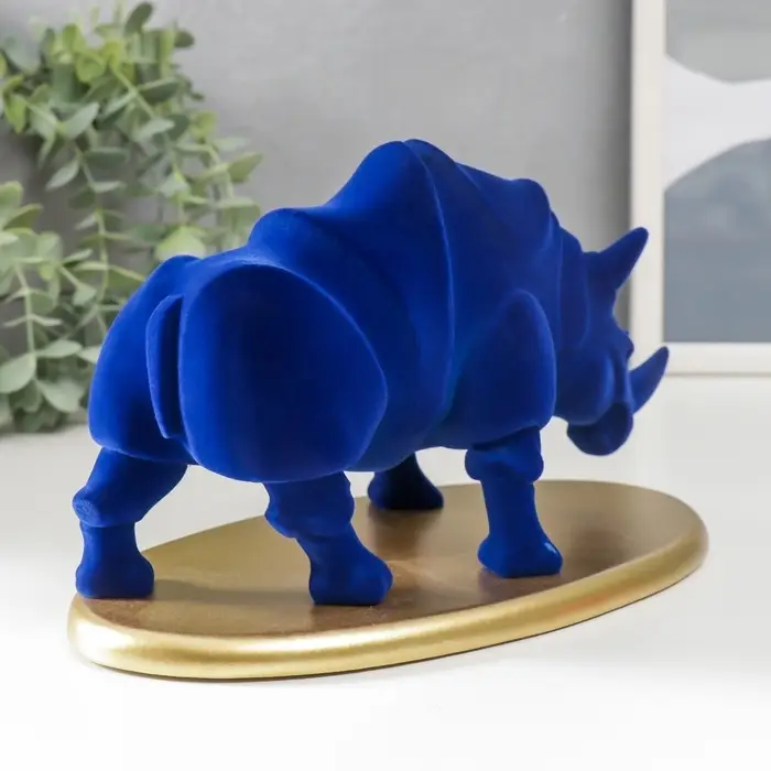 Фигура полистоун &laquo;Синий носорог на подставке&raquo;, флок, 12.8&times;22.5&times;13.5 см