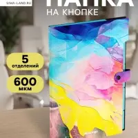 Папка А4, 5 отделений, Collision XS, 600 мкм, на кнопке, с рисунком