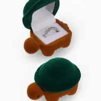 Футляр бархатный под серьги/кольцо &laquo;Черепашка&raquo;, 4.2&times;6,8, цвет зелёно-коричневый, вставка белая