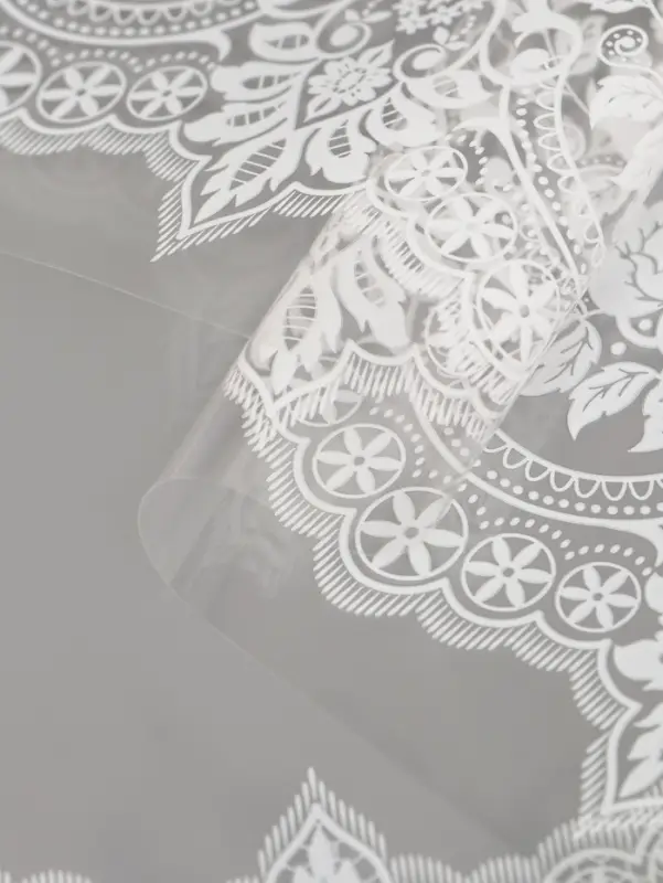 Плёнка для цветов &laquo;Ажур&raquo;, прозрачная/белая, 0.6&times;9.3&plusmn;5% м, 40 мкм, 200 г