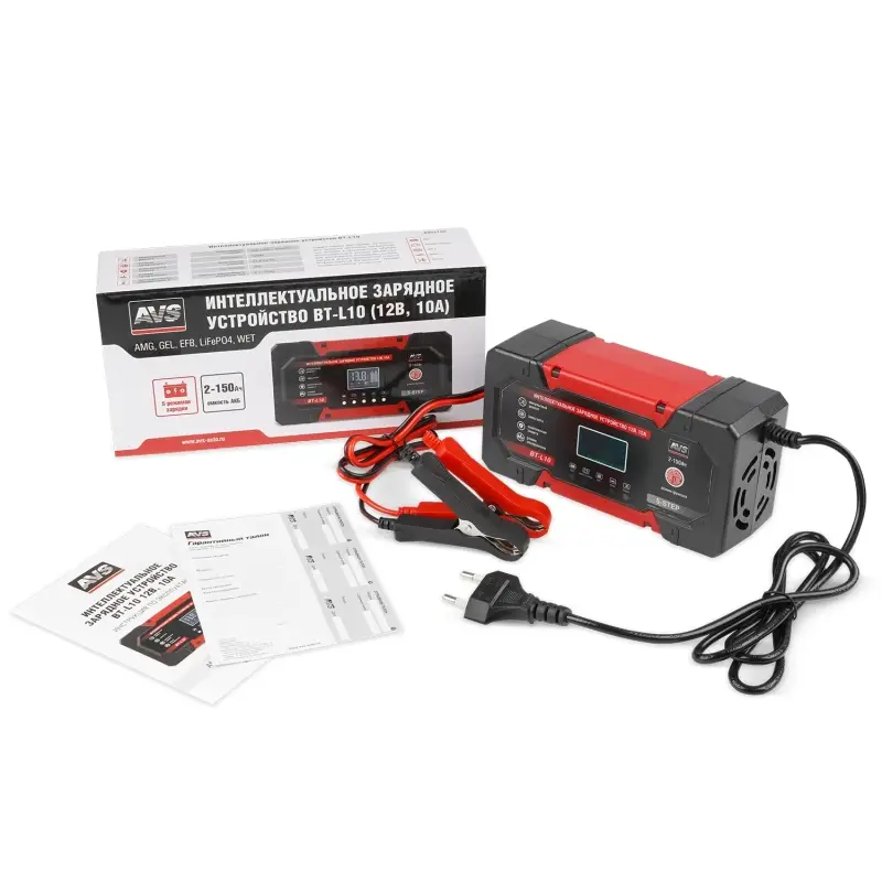 Интеллектуальное зарядное устройство для автомобильного аккумулятора AVS BT-L10 (10A) 12V