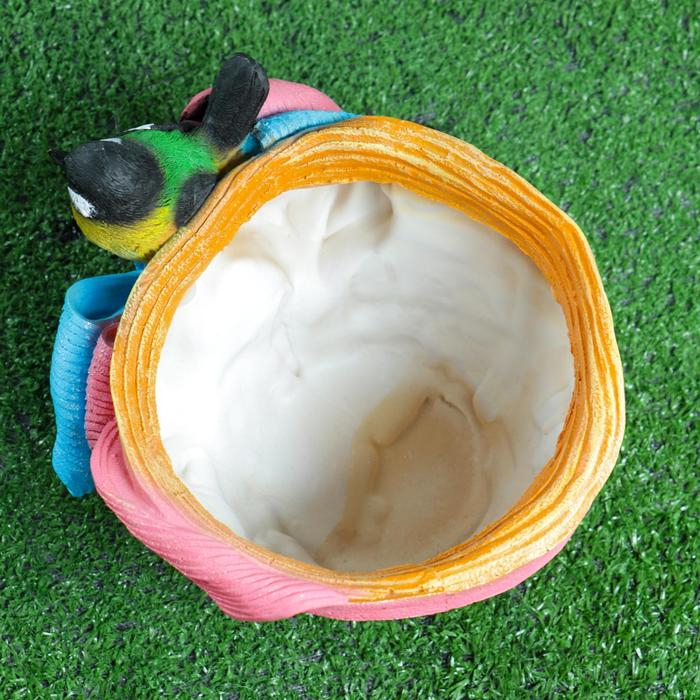 Фигурное кашпо Фигурное кашпо "Птичка на шляпе с бантиком" 21х17см, МИКС