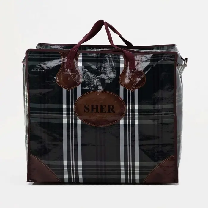 Сумка хозяйственная SHER на молнии, 73 л, 53&times;29&times;48 см, зелёная