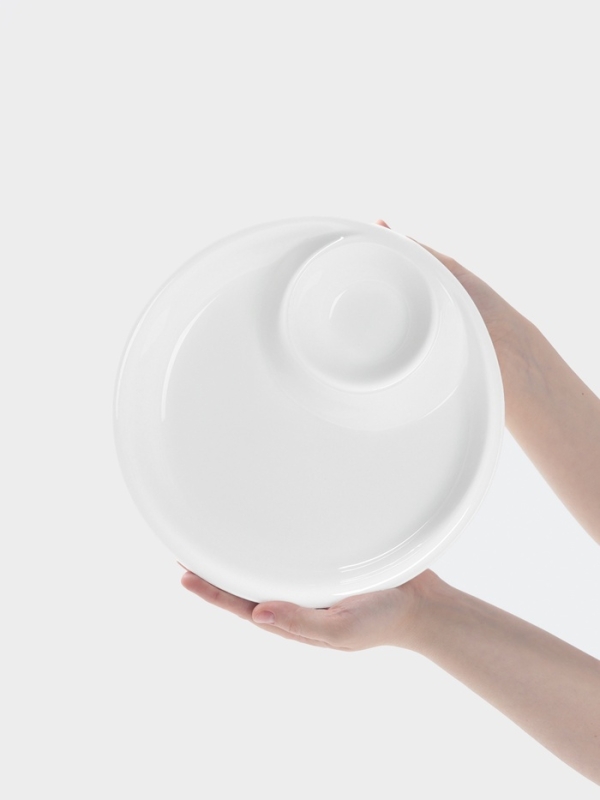 Блюдо Hanna Knövell, d=25 см, с секцией для соуса, фарфор, белое