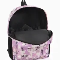 Рюкзак школьный на молнии, с карманами, с принтом, размер 30&times;13&times;42 см, фиолетовый