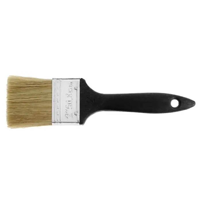 Кисть плоская ЛОМ, натуральная щетина, пластиковая рукоятка, 2 Кисть плоская ЛОМ, натуральная щетина, пластиковая рукоятка, 2", 50 мм