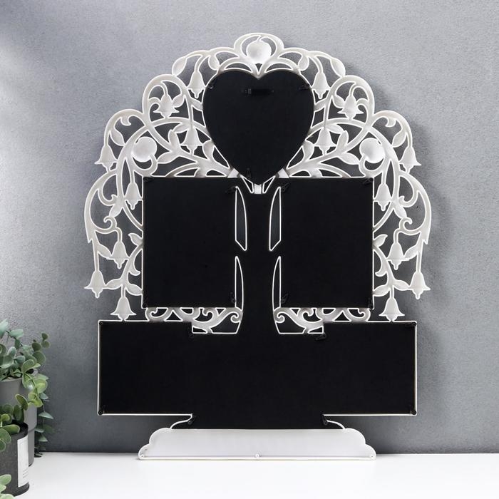 Фоторамка пластик на 6 фото 10х15 см, 13х13 см, 10х10 см "Семейное древо" белая 56х44,5 см