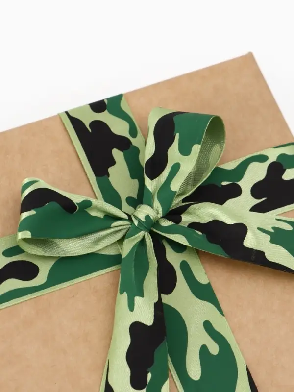 Лента атласная &laquo;Камуфляж&raquo;, 25 мм &times; 23 &plusmn; 1 м, цвет зелёный