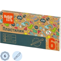 Пластилин классический Выбор Есть 6 цв.90 гр, набор со стеком
